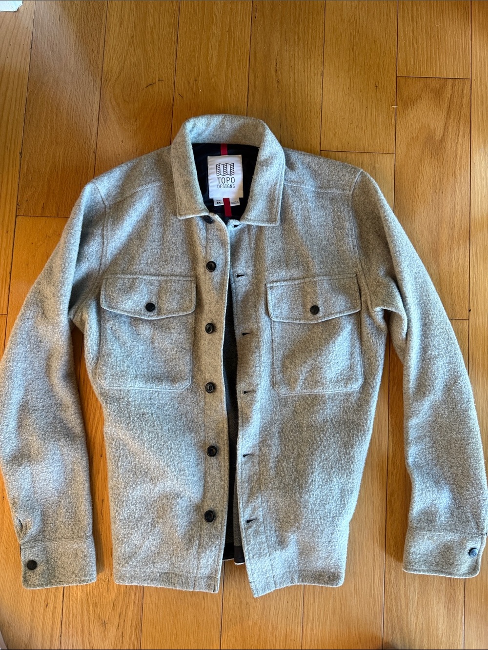 Topo Designs Light Gray Button-Up Shirt Jacket